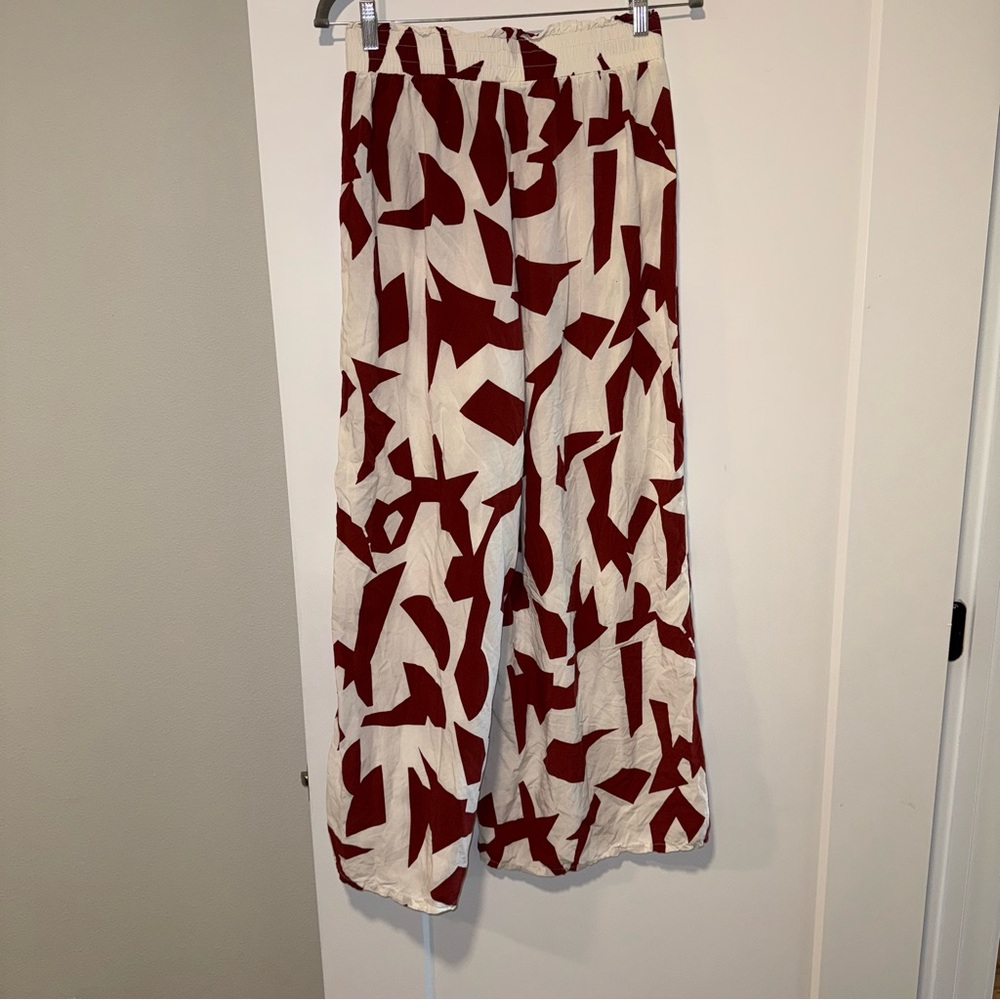 Cynthia Rowley Cream & Rust Abstract Print Pants - Picture 4 of 5